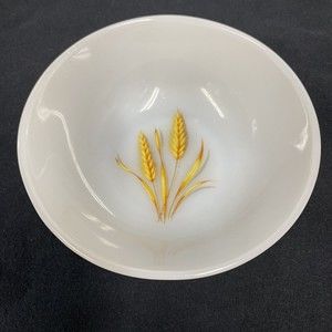 Vintage Single Fire King Milk Glass Wheat Fruit Dessert Bowl 4.5" Oven Ware